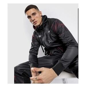 UFC Venum Jacket Mens Sz L Gray Red Full Zip Hoodie MMA Fight Walkout Sweatshirt